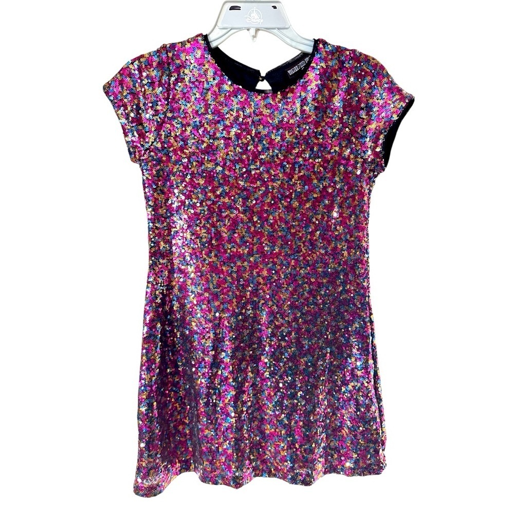 Colourful sequin party dress for girls short sleeves size M - L